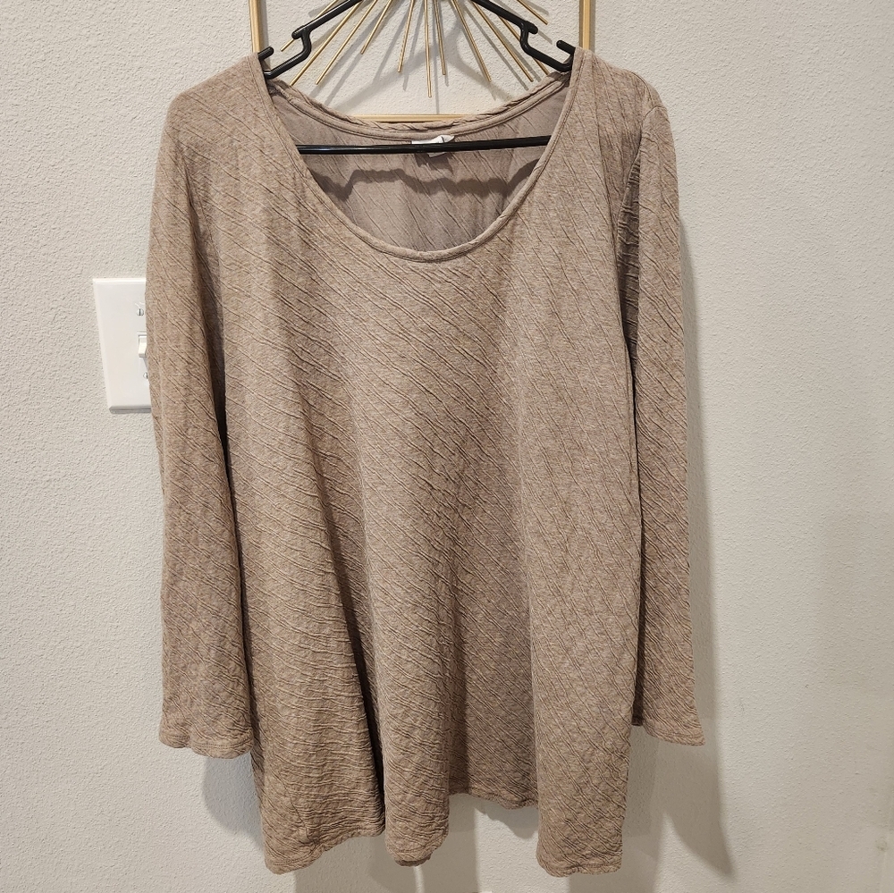 J. Jill Textured Long Sleeve Tunic in Heathered Taupe